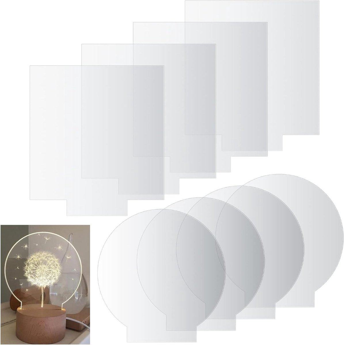 Heldere Acrylaatplaten 2mm - Set van 8 Stuks voor LED Lichtbasis, Borden en Creatieve Projecten