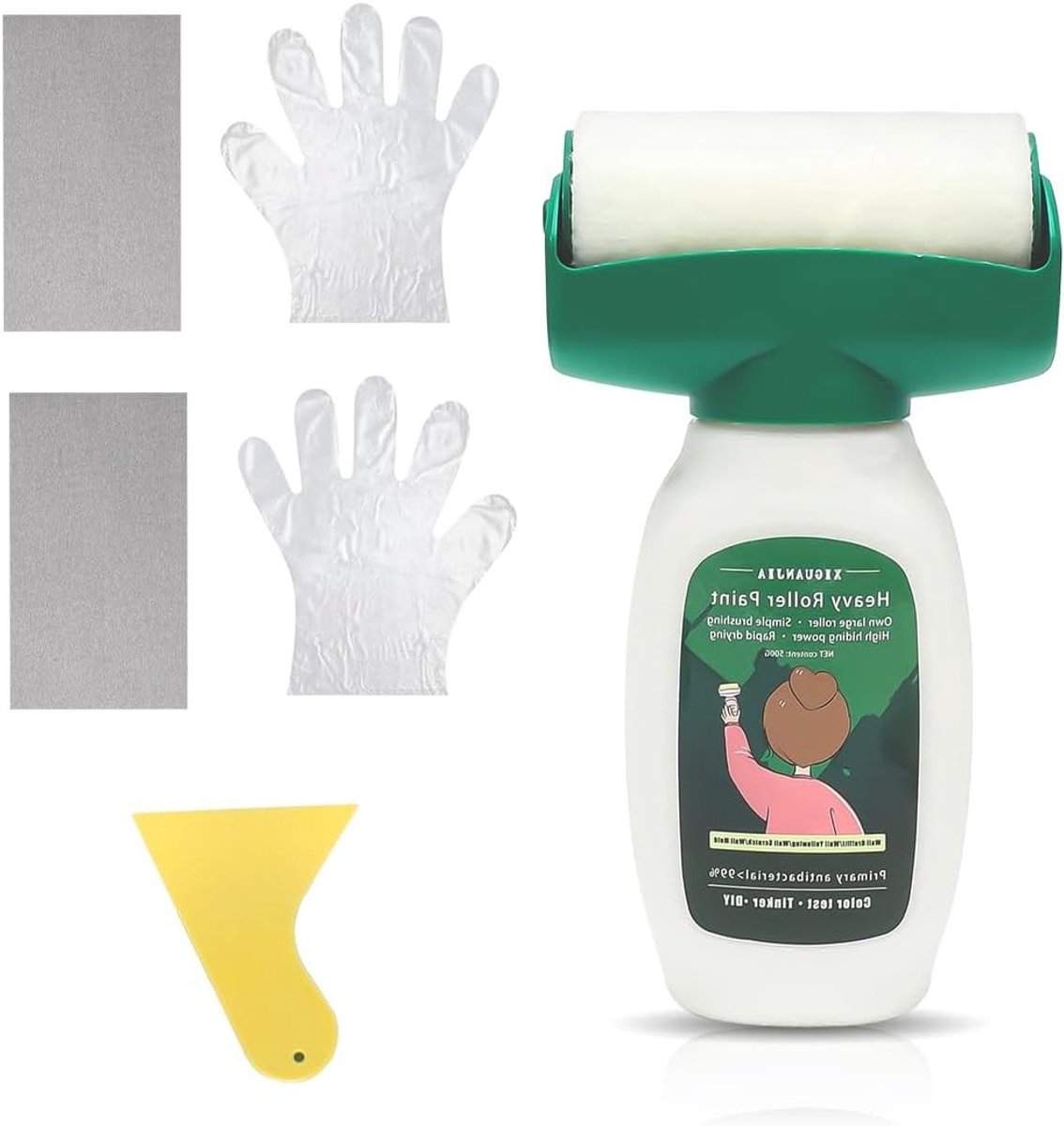 Witte Muurverf Reparatie 500 g - 2 in 1 Muur Reparatie Roller met Borstel voor Krassen, Vlekken en Graffiti