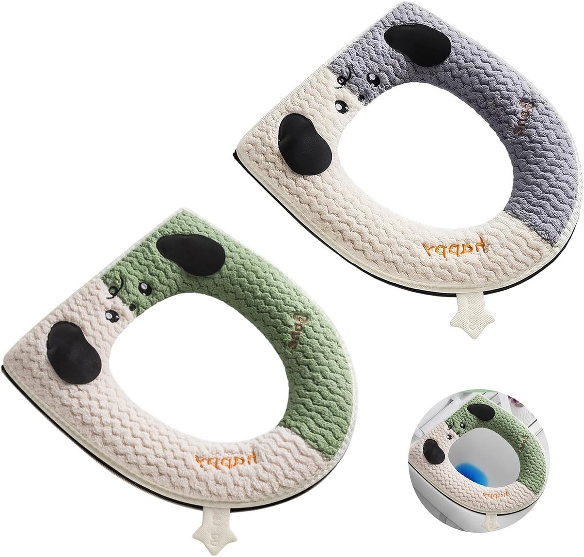 Pluche Toiletbrilhoes met Rits, 43 x 38 cm, Waterdichte en Wasbare Warmte voor Ovale Toiletten, 2 Stuks, Ideaal voor de Winter en Comfortabel Gebruik