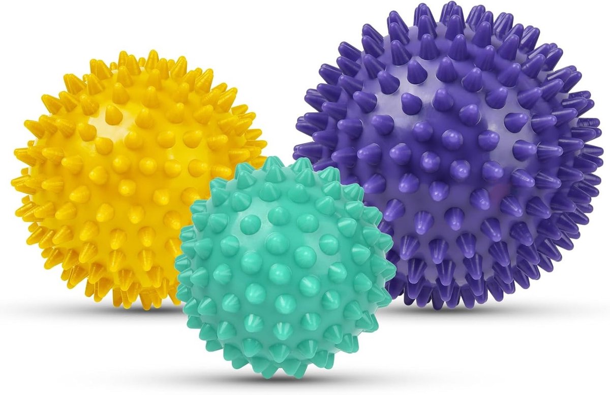 Set van 3 Fascia Massageballen - Kleine Stekelige Ballen voor Spierontspanning, Pijnverlichting en Ontspanning van Rug, Nek en Voeten