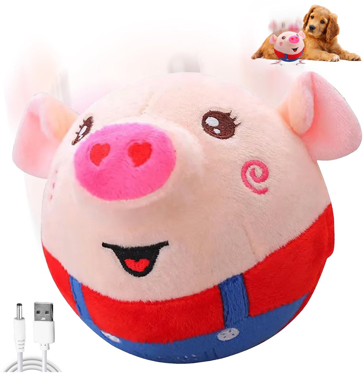 carmdering – Honden Speelgoed – Interactief Speelgoed – Pluche Speelgoed – Rood, praatknuffel met pieper – Stuiterbal, wasbare hoes – Houdt hond actief – Perfect voor binnen en buiten