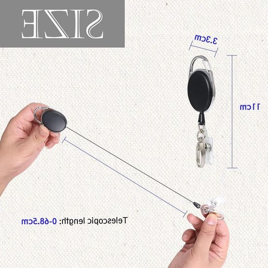 Badge Reel Set van 3 Stuks - Retractable Badge Holder met Sleutelhanger en ID Kaart Clip voor Werk en Evenementen van Merkloos — afbeelding 2