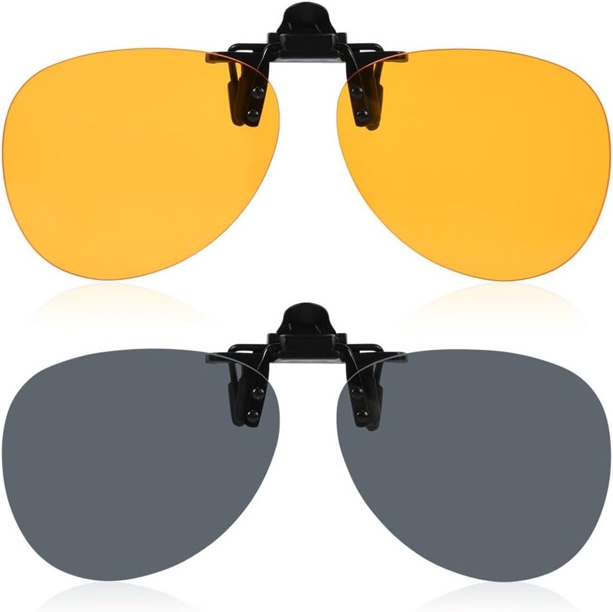 Polarized Clip-On Zonnebrillen voor Brildragers - 2 Stuks Rimless voor Nachtzicht en Autorijden, 13.2cm x 6cm, UV-bescherming en Comfortabel Ontwerp