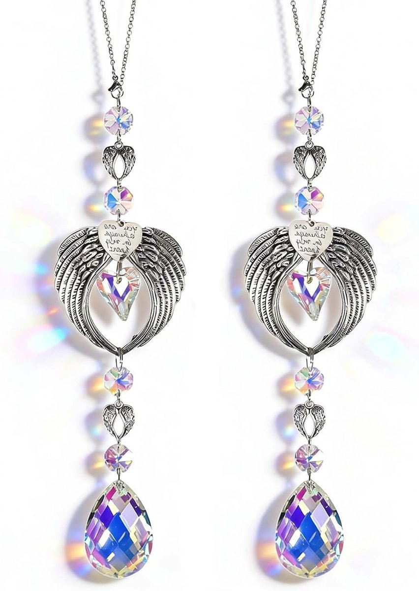 Dubbelzijdige Kristallen Zonvanger Set van 2, Lichtvanger voor Raam en Tuin, Decoratieve Hangende Crystal Pendants voor Balkon en Herinnering