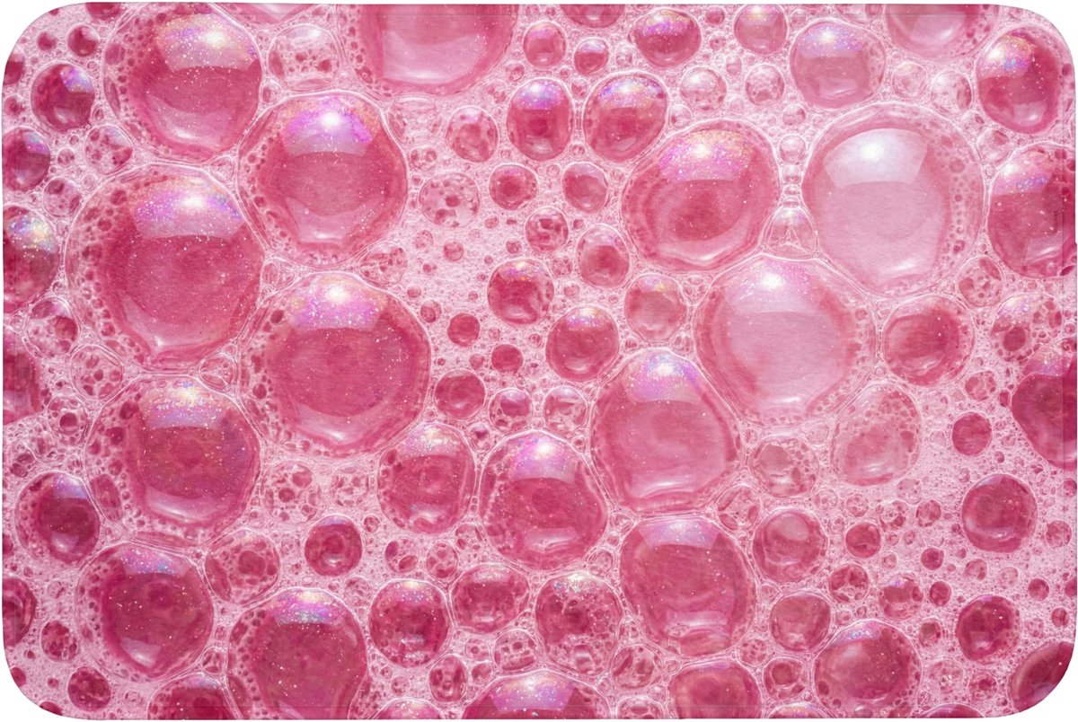 WC mat 90x60 cm - Antislip - Roze - Schuim - Bubbels - Toiletmat - Vloermat - Douchemat -