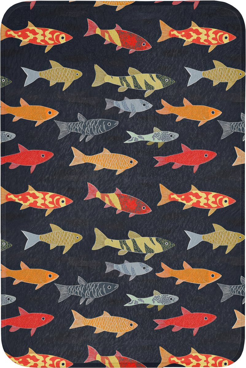 WC mat 60x90 cm - Antislip - Vissen - Patroon - Kleurrijk - Toiletmat - Vloermat - Douchem