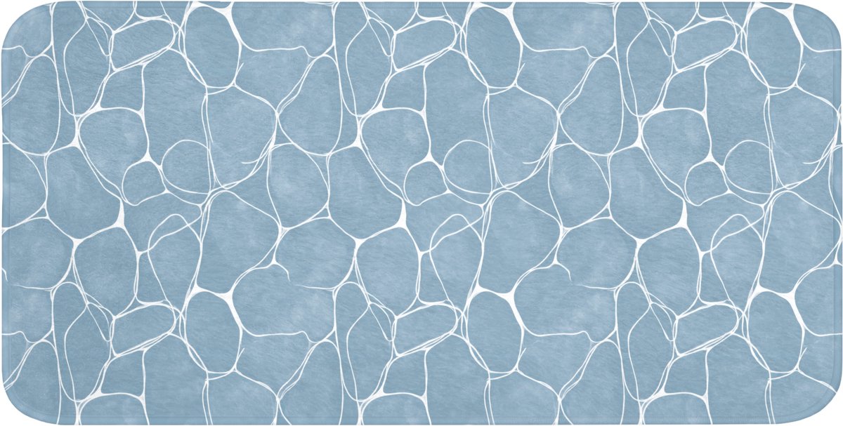 WC mat 120x60 cm - Antislip - Organisch - Patroon - Blauw - Toiletmat - Vloermat - Douchem