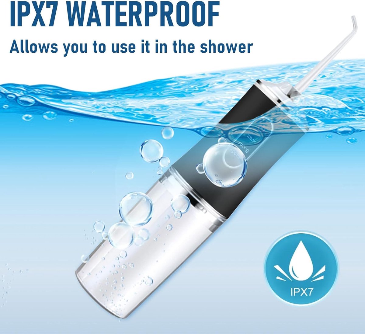 Draadloze elektrische waterflosser - 3 modi en 4 spuitkoppen thumbnail 4
