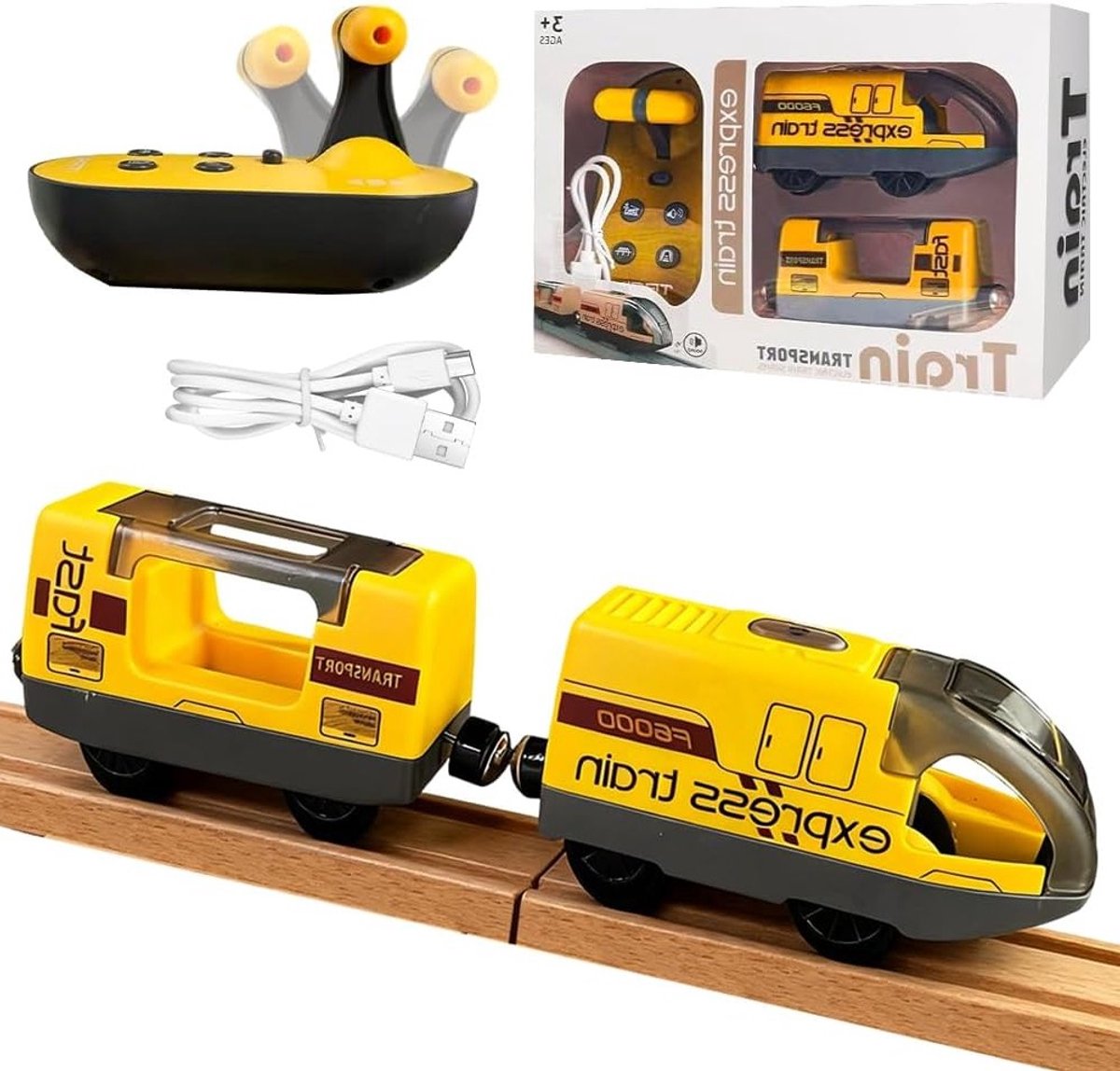 Motorische Elektrische Locomotief met Afstandsbediening, Licht en Geluid - Compatibel met Houten Treinen, Trainset Speelgoed voor Kinderen vanaf 4 Jaar