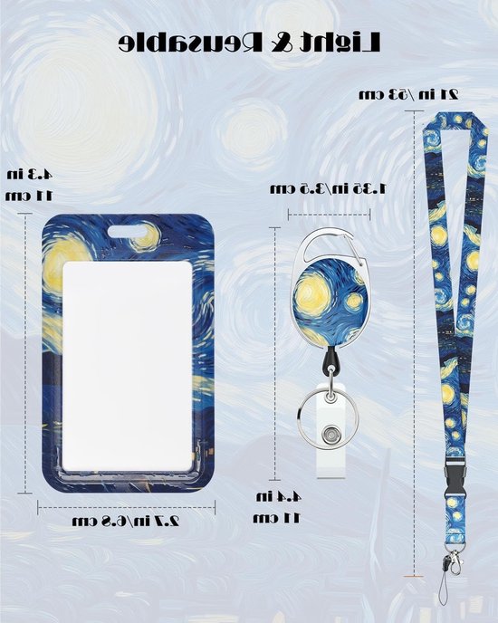 Stijlvolle Badgehouder met Sterrenhemel, Retractable Reel en Afneembare Lanyard voor Kantoor en Onderwijs van Merkloos — afbeelding 5