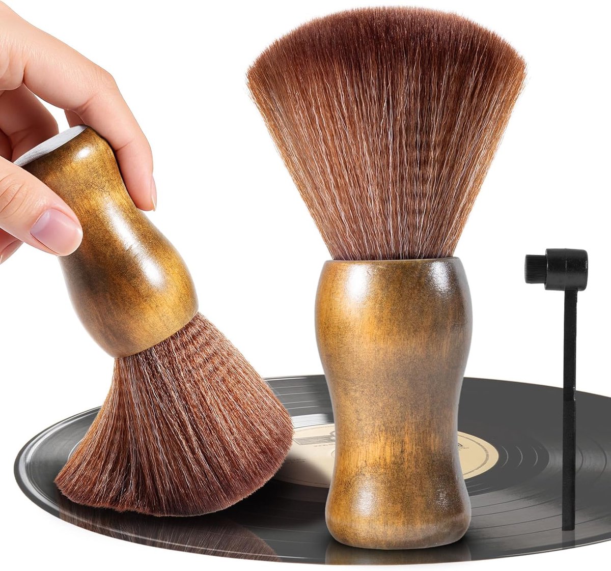 Vinyl Cleaning Kit - Record Cleaning Kit - Antistatische Fluweel Borstel - Houten Handvat Stoffilter - Voor LP Albums En Draaitafels - 1 Stuks Set - Voor Audiofielen En Retro Spelers
