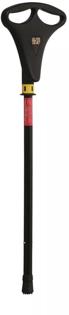 Garcia 1880 Flipstick Elite – Zwart - Loop hoogte verstelbaar van 85 tot 93 cm - Zit hoogte verstelbaar van 77 tot 85 cm - Gewicht 600 gram - Materiaal wandelstok aluminium - Zitting is kunststof - Kleur zwart