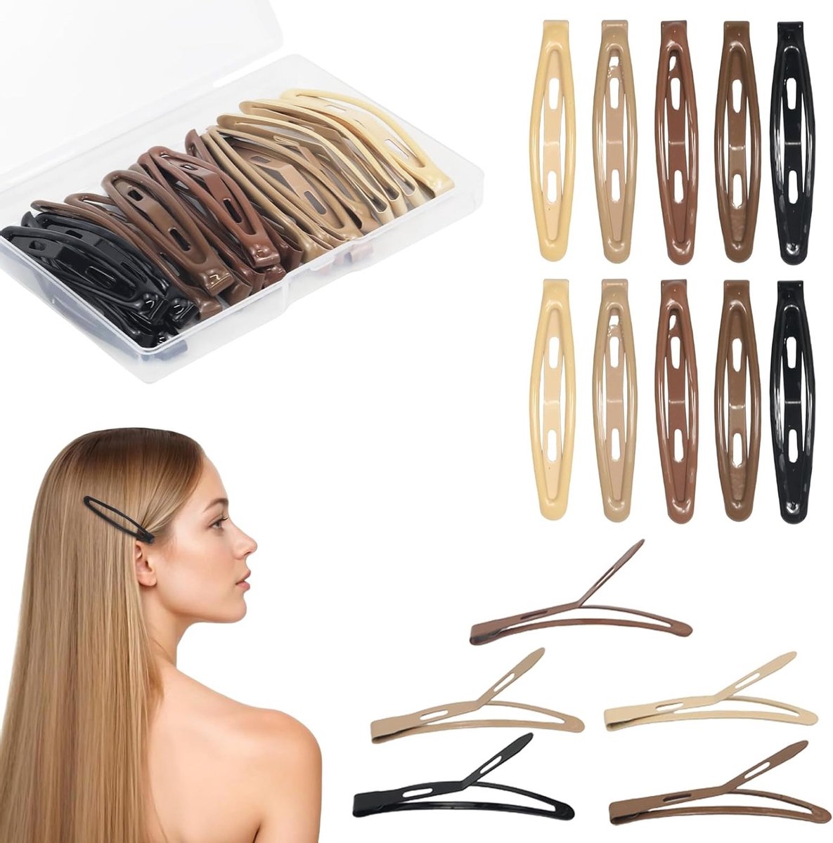 Set van 20 Glanzende Haarclips voor Meisjes, Duurzaam Metaal met Dikke Lak, Modeaccessoire voor Elke Gelegenheid