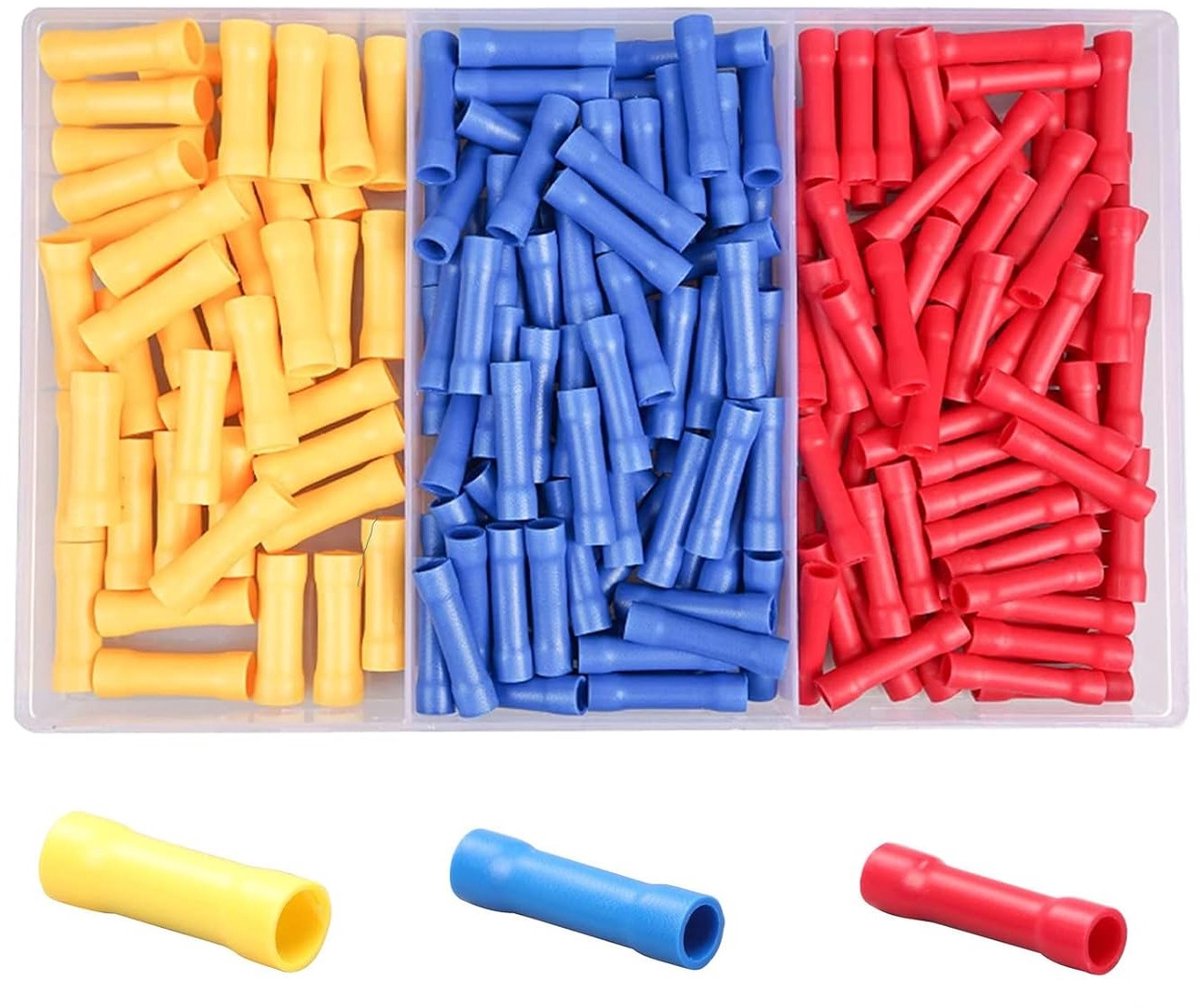 200 Stuks Crimp Connector Kit voor 10-22 AWG Kabels - Geïsoleerde Elektrische Verbindingen in Rood, Geel en Blauw