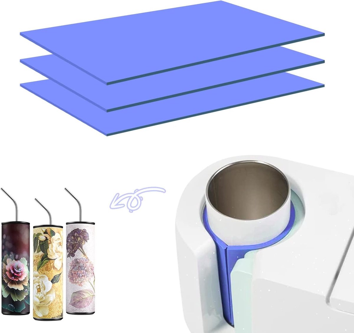 3 Stuks Silicone Mok Klemmen voor Sublimatie - Hoge Temperatuur, Niet-Toxisch, Geschikt voor Mok Persen en Sublimatie Print (Blauw, L25 x B12cm)
