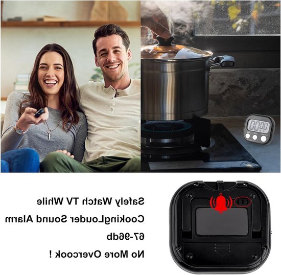 Digitale Keuken Timer met Alarmfunctie - Magnetische Stopwatch voor Koken, Studie en Training (Zwart) — afbeelding 4