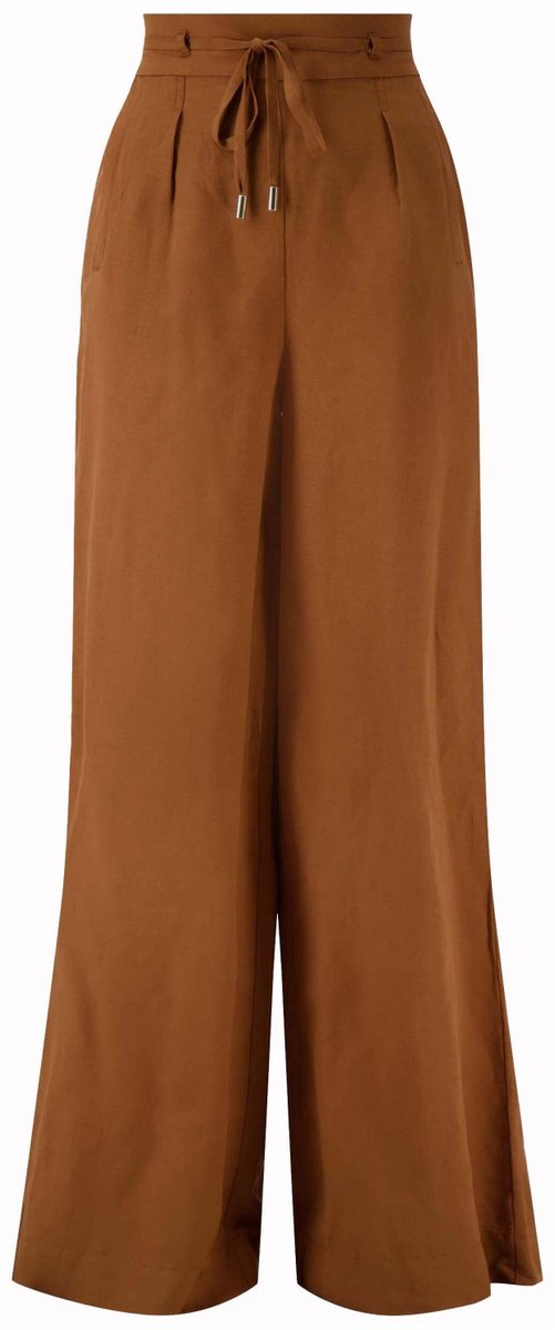 Zusss Broek Linnen Broek Met Riempje 0303 0050 Warm Camel Dames Maat - XXL