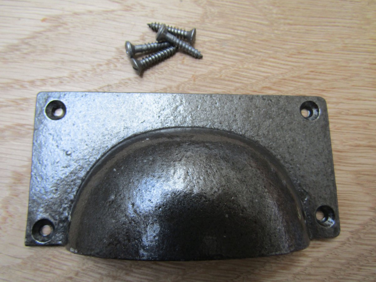 Large Rectangular Cup Pull Handle Antique Iron
