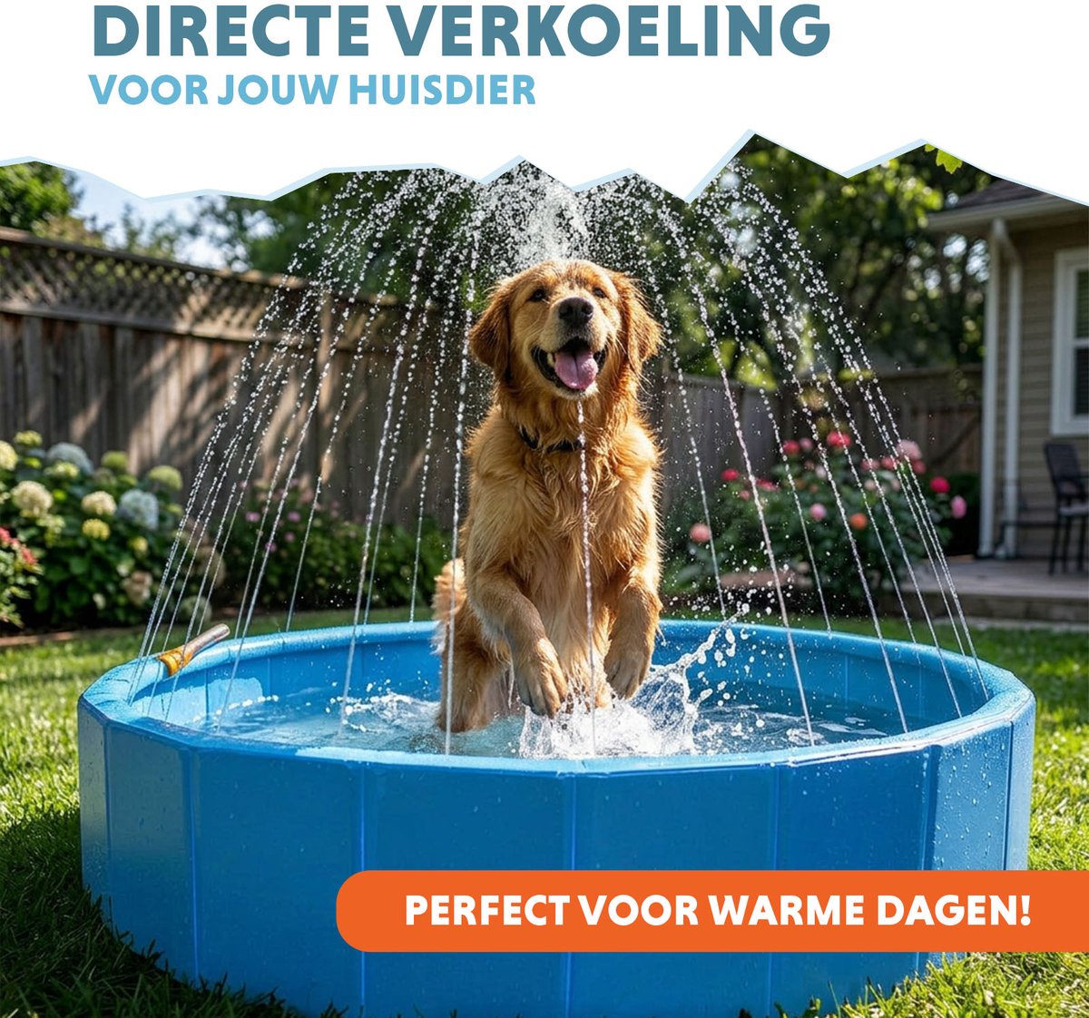 Coolpets Splash Sprinkler Pool - ø120 x 30 cm - Verkoeling Hond - Waterspeelgoed - Waterspeelgoed Hond - Hondenzwembad - Hondenbad - Blauw thumbnail 2