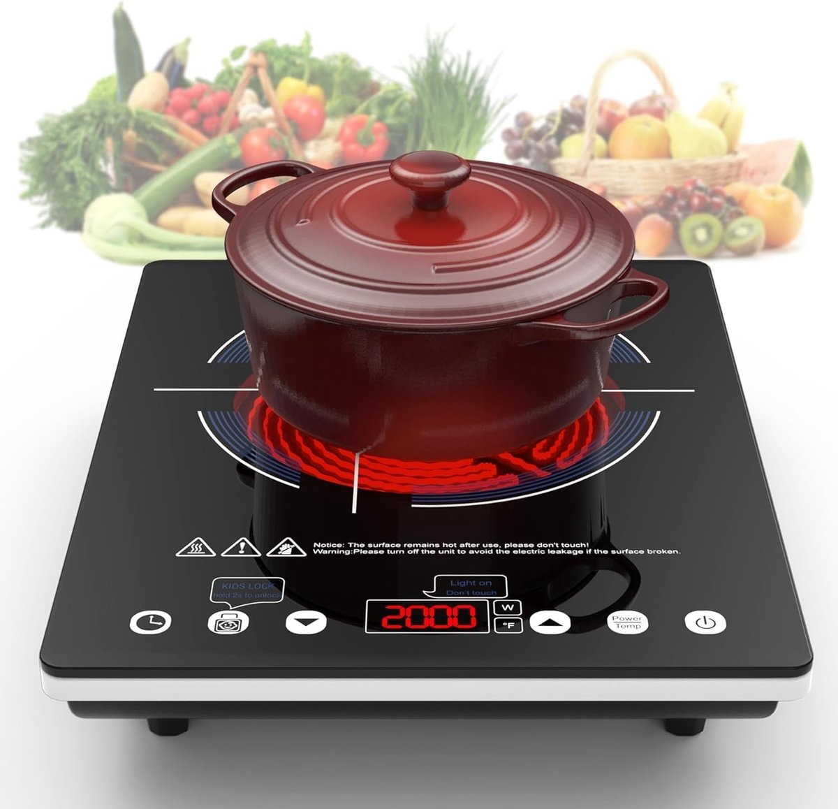 Keramische Kookplaat - Elektrische Kookplaat - Koken Thuis - 10 Vermogensniveaus - 28 x 36 x 7 cm - Zwart