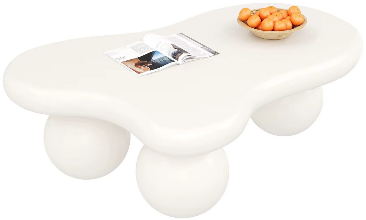 JOYNEXTBUY Salontafel Wolkvorm met LED Verlichting – Moderne Koffietafel – Organisch Design – Bijzettafel - Woonkamer - Wit