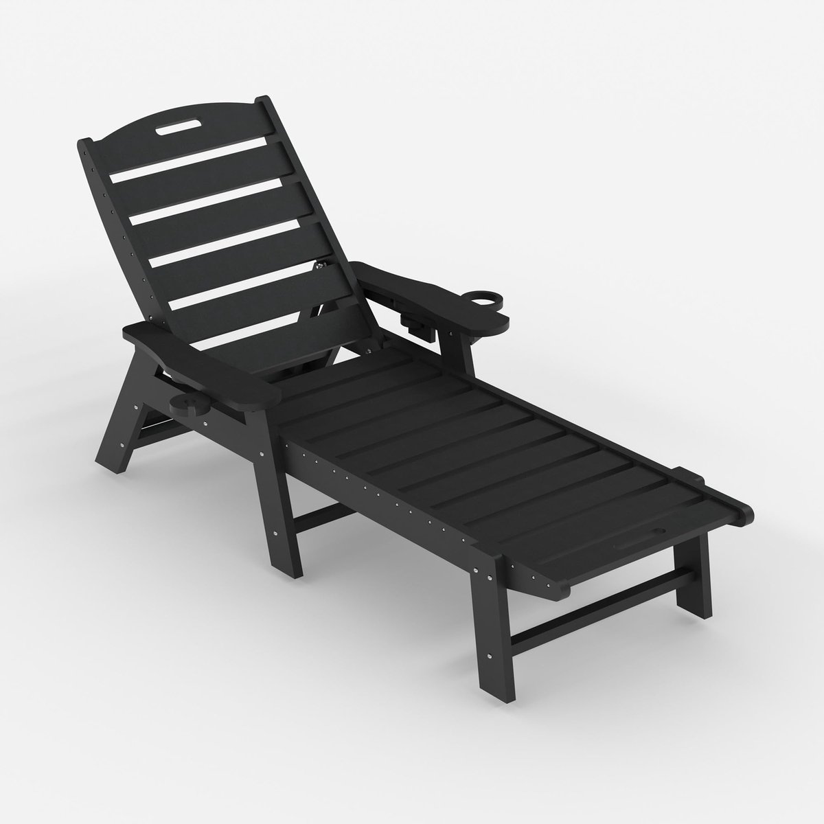 Danky Opklapbare Ligstoel - 5-standen Verstelbare Buitenligstoel - Inklapbare Zonneligstoel voor Tuin, Zwembad, Strand & Camping - Zwart - zonder Wieltjes