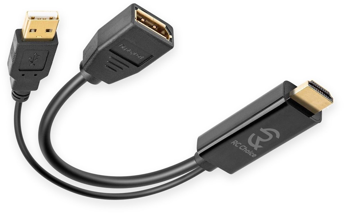 Bol.com HDMI naar DisplayPort Adapter Kabel - 4K 60Hz - USB Voeding - Actieve Adapter aanbieding