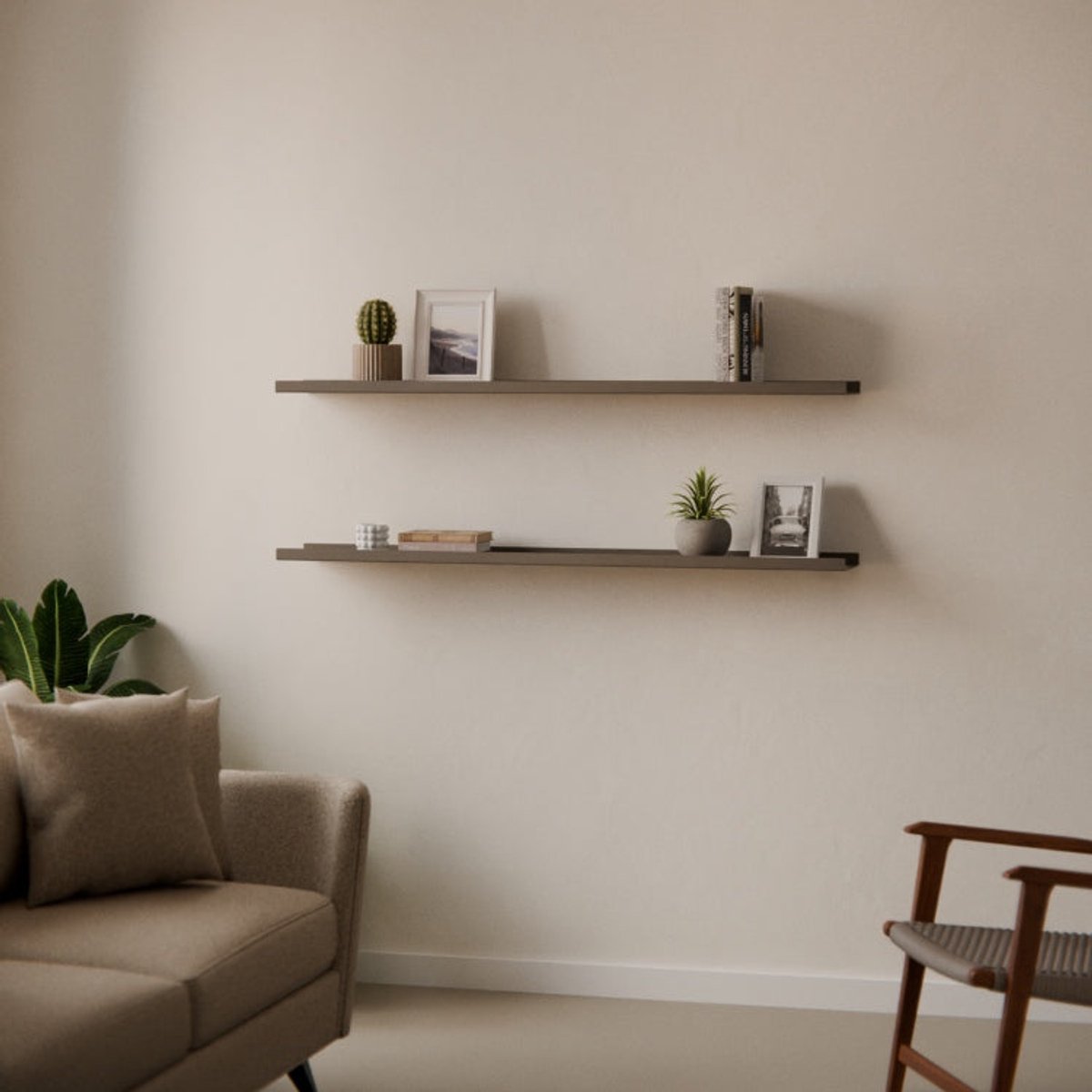 Metalen Wandplank Edge Beigegrijs 120 cm - Kunst van Staal