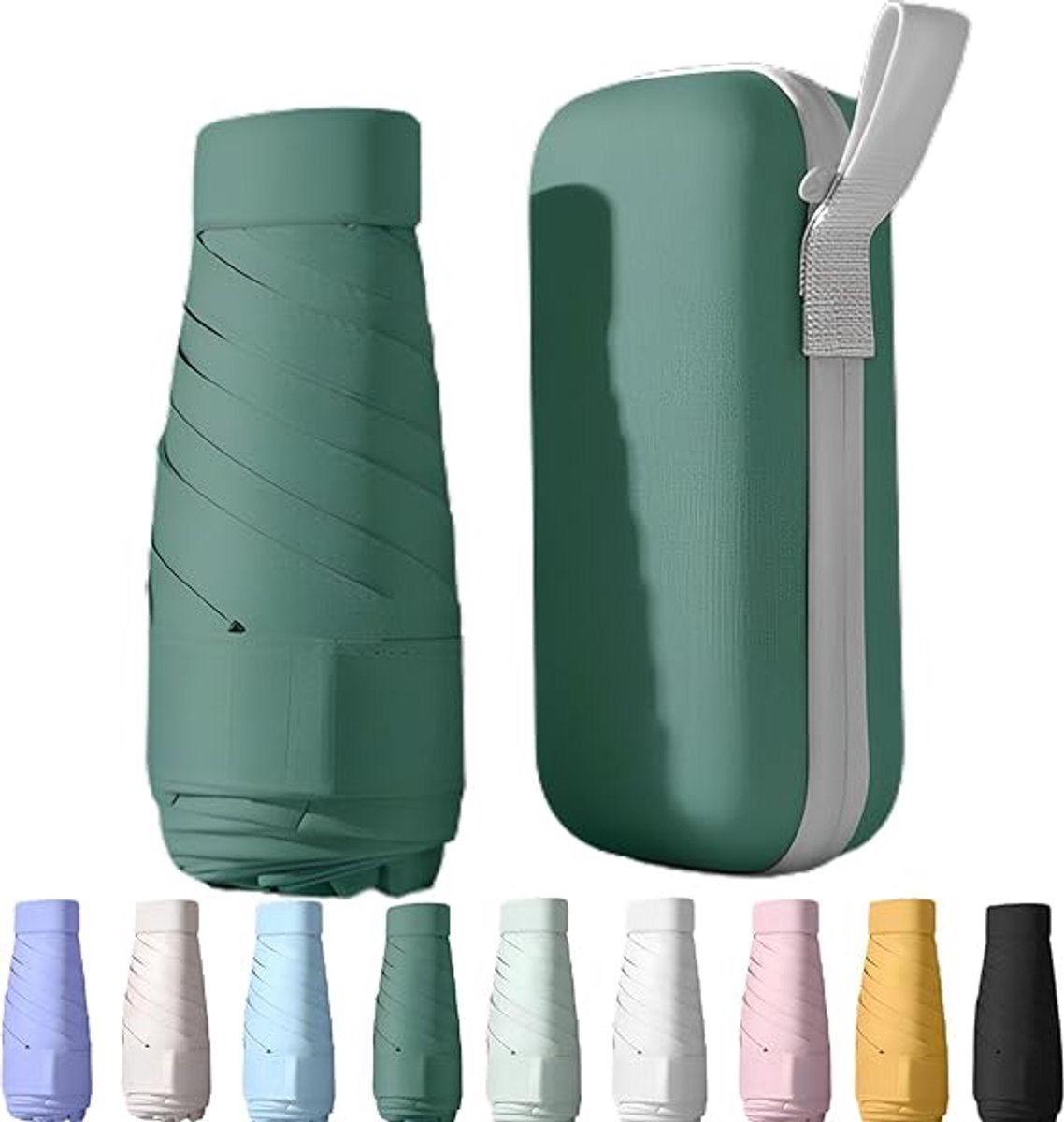 COOAU - UPF50+ mini reis parasol met beschermhoes, kleine compacte UV-blokkerende paraplu tegen de zon, lichtgewicht draagbare zonnescherm windbestendig