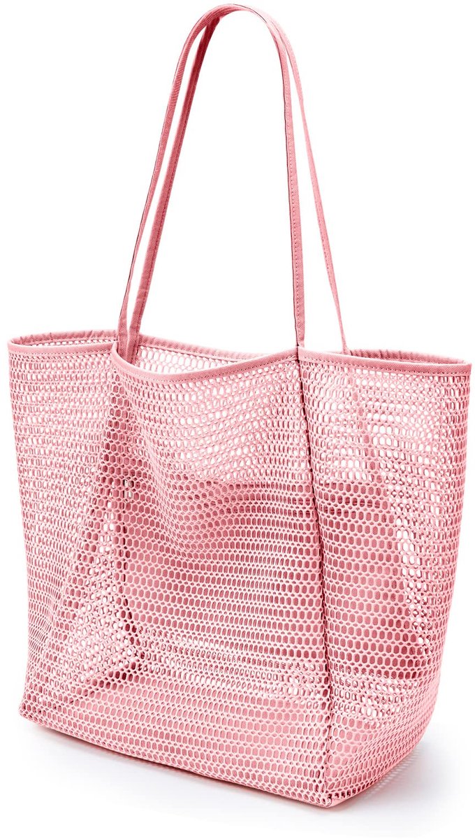 Kraftverdia® Strandtas Dames – Grote Nylon Mesh Tote Bag 23L – Opvouwbare Schoudertas voor Strand, Picknick en Vakantie – Casual Shopper Tas