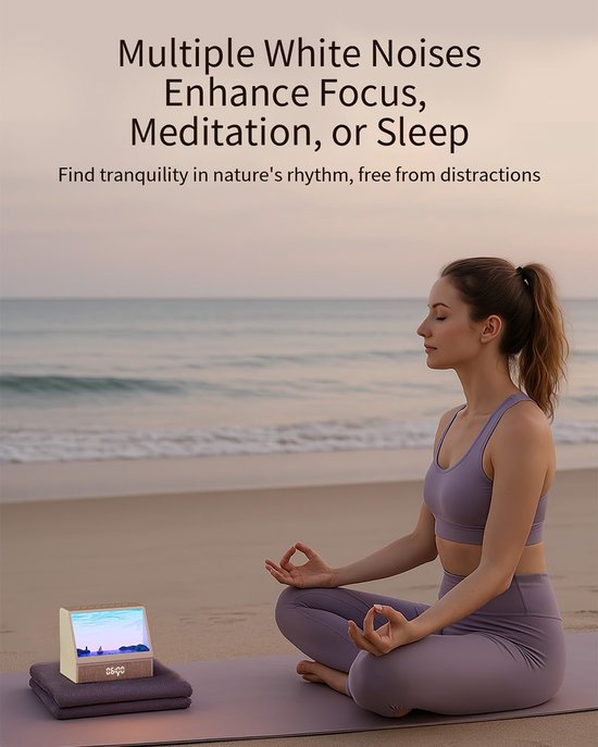 Wekker met Licht - Wake-up light - Rustig Wakker Worden - Zonsopgang Simulatie - Rechthoekig - Wit — afbeelding 3