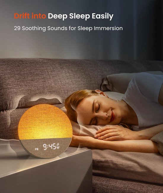 Wake-up Light - Zonsopgang Lamp - Rustig Ontwaken - 29 Natuurgeluiden - 370 Gram - Wit van Wake-up Light — afbeelding 3
