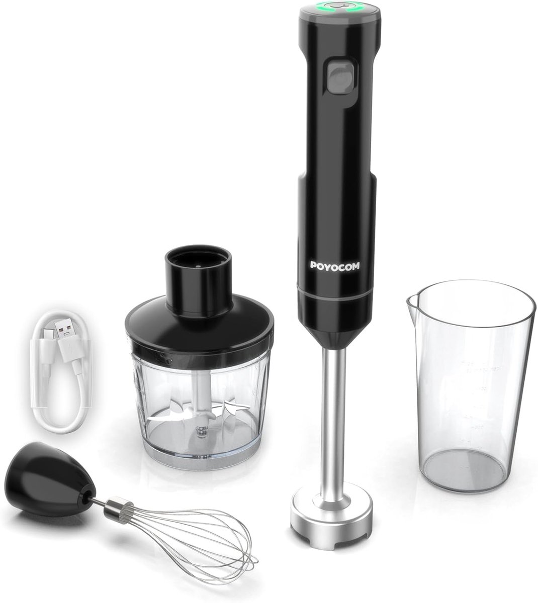 Draadloze Staafmixer - Oplaadbare Mixer - Smoothies Maken - Variabele Snelheid - 600ml Vat - Zwart