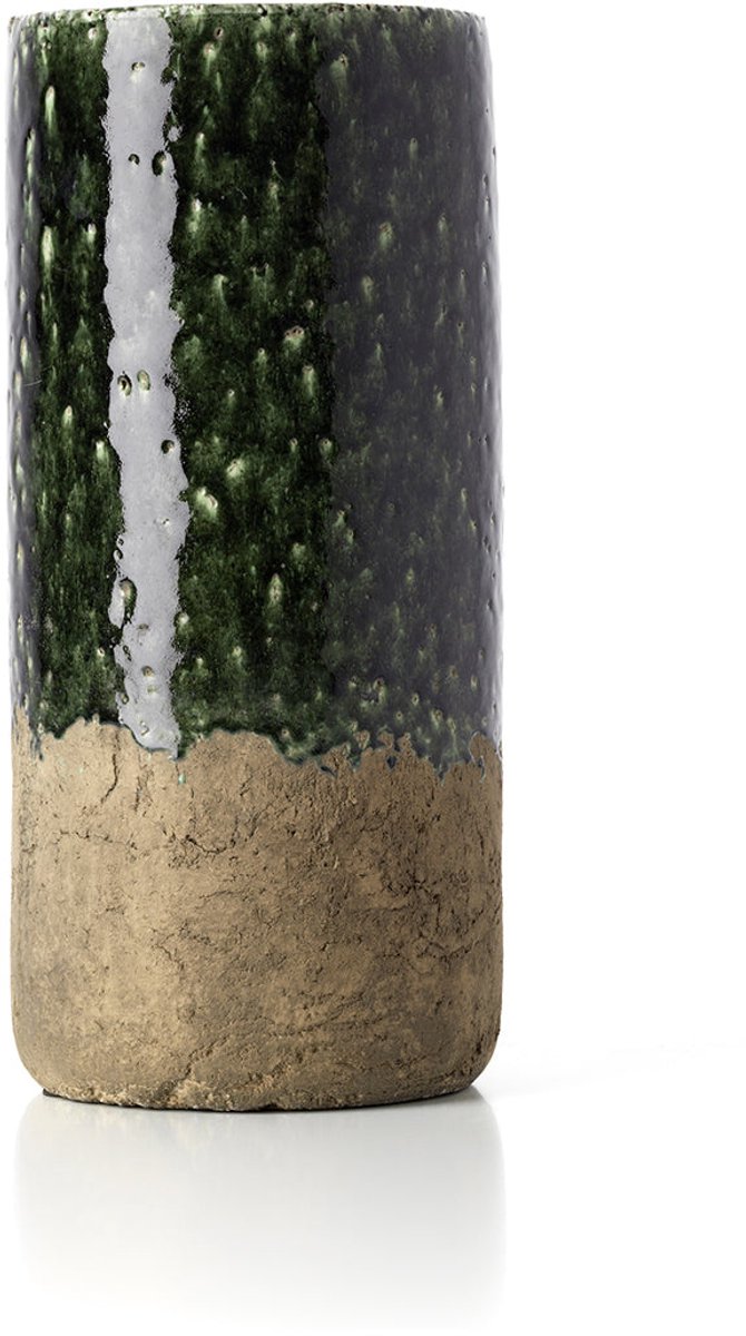 Keramieken Vaas Groen Cilinder Design - Hoog