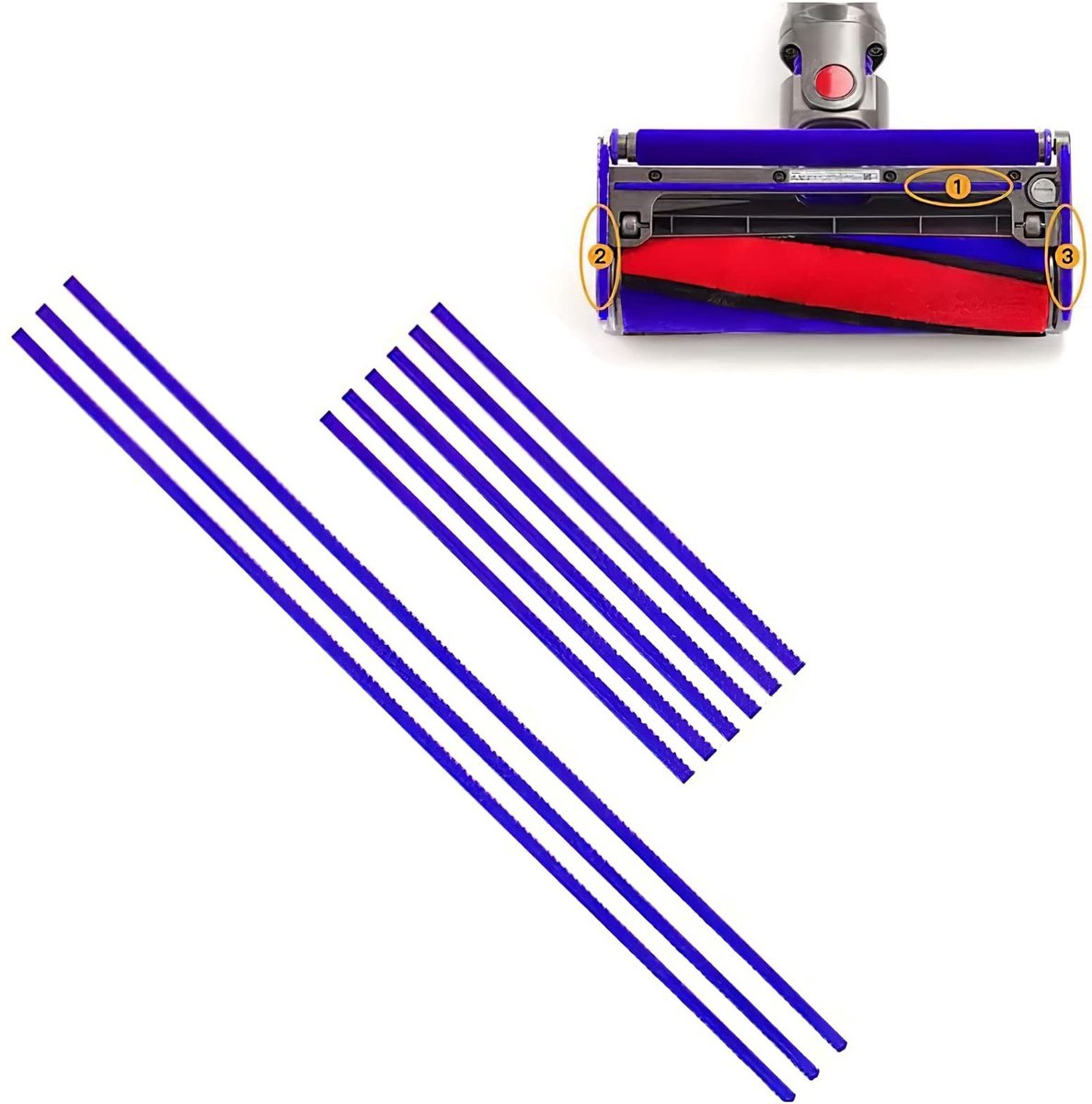 Allecto - Vervangende Pluche Strips - Verbeterde Stofzuigerprestaties - 9 Stuks - Geschikt voor Dyson V6 V7 V8 V10 V11 - Zachte Roller Hoofd - Voor...