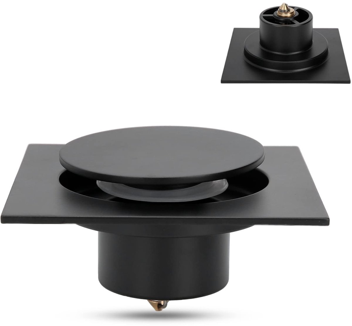 Allecto - Tip-toe Badafvoer - Geurbestendige Doucheafvoer - Stuiterende Afvoer - Zwart - Siliconen Afdichtring - Efficiënte Waterafvoer - Geschikt ...