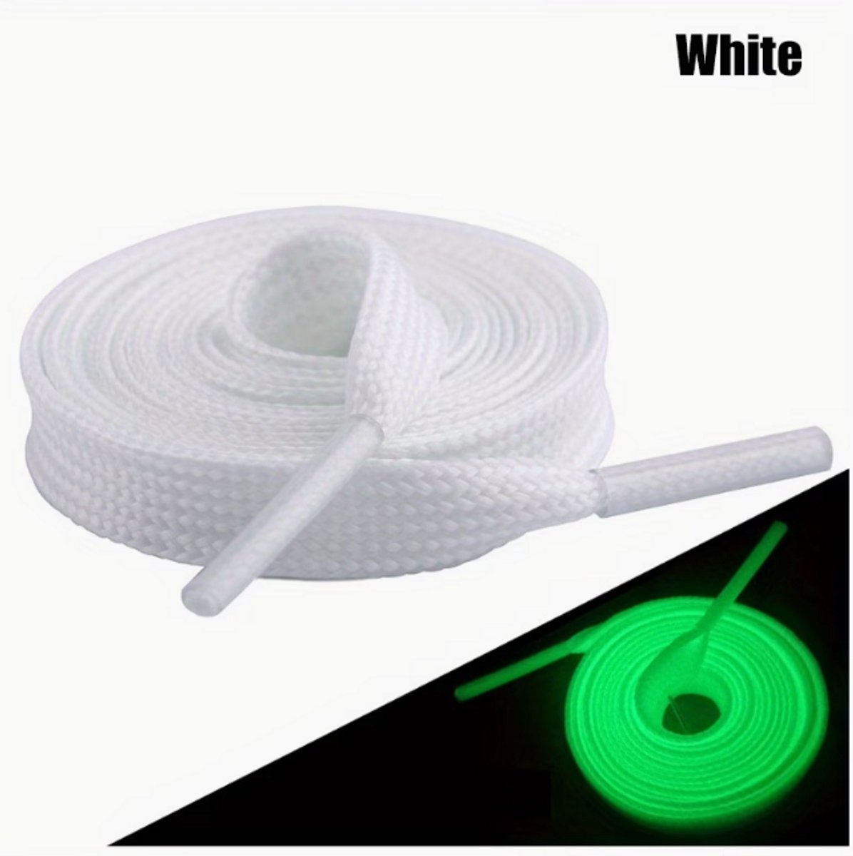 Lichtgevende schoenveters wit (120 cm) – Glow in the dark veters – Reflecterende sneaker veters – Uniek accessoire voor sneakers