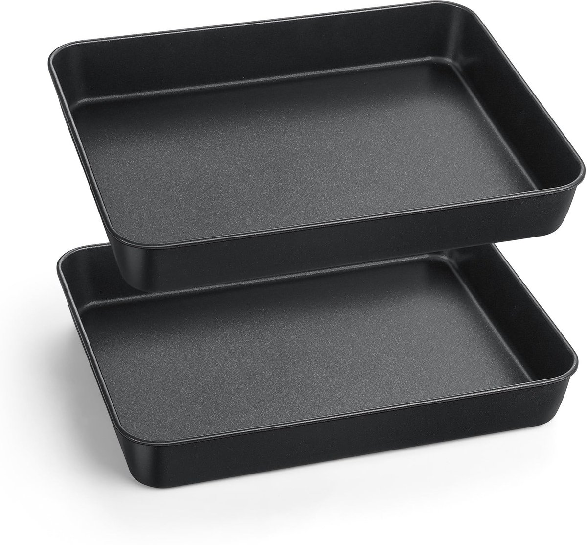 MTTProducts - Bakvorm - Set van 2 - Perfect voor bakken - Zwart - Anti-aanbaklaag - Ideaal voor taarten en ovenschotels - 26,5 x 20,8 x 5 cm