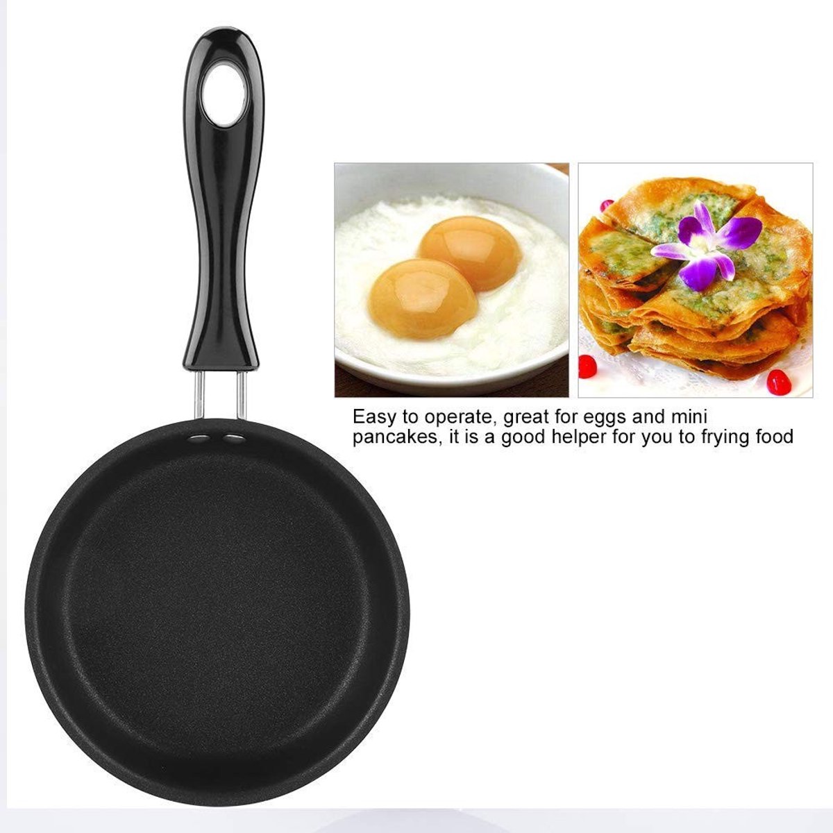 Byshayne - Mini Casserole - Eieren Koken - Ergonomisch Ontwerp - Zwart - Omelette Pot - Ideaal voor Kleine Maaltijden - 12 cm