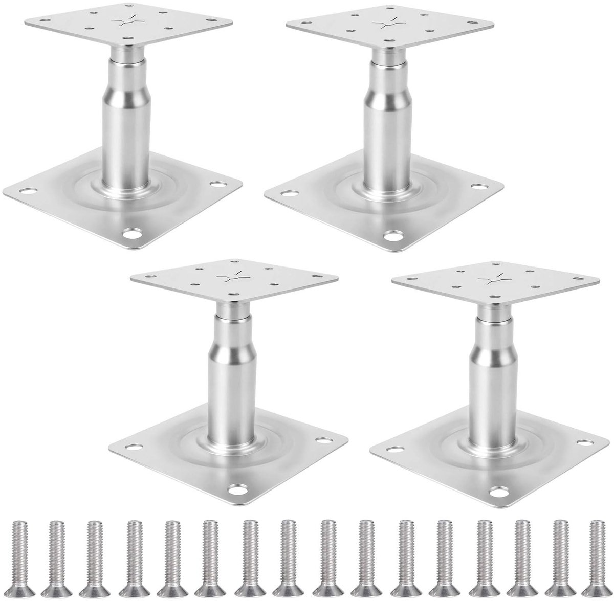 MTTProducts - Post Supports - Hoogte Verstelbaar - 4 Stuks - Zilver - Ondersteuningen voor Schuttingen - Perfect voor Bouwprojecten
