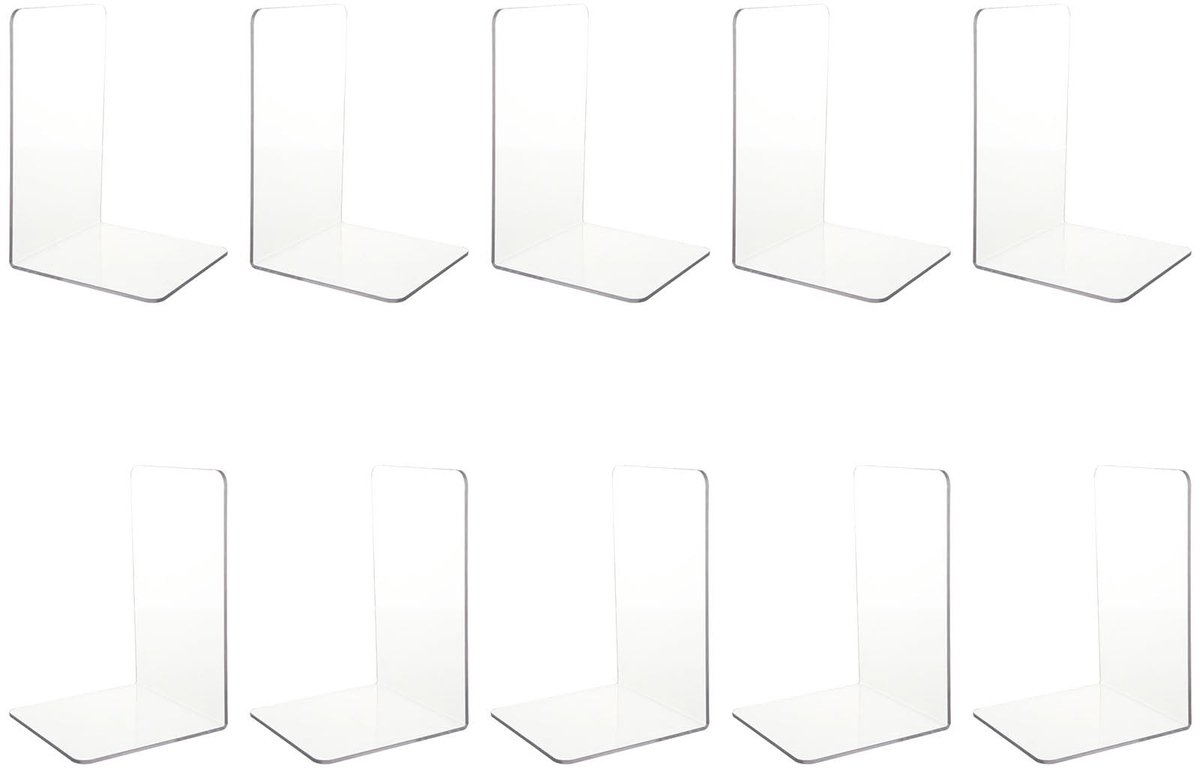 MTTProducts - Boeksteunen - Transparant - Stevige acryl uitvoering - Perfect voor kantoor en school - Set van 10 - Ideaal voor boeken en mappen