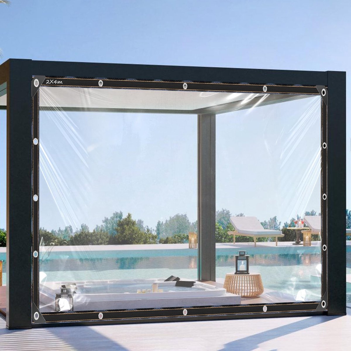 Allecto - Waterdicht Dekzeil - Transparant - Weerbestendig - 2x4m - Bescherming tegen UV - Geschikt voor Tuinmeubelen en Terras