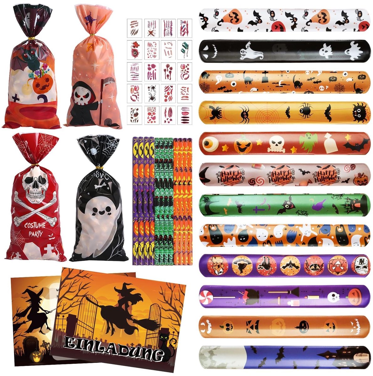 Allecto - Halloween feestartikelen - 68-delige set - Perfect voor kinderen - Feestdecoraties - Voor jongens en meisjes - Inclusief uitnodigingen en...