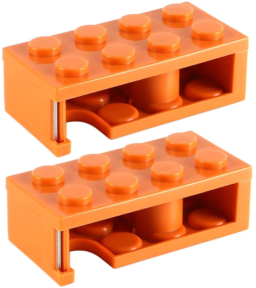 Allecto - Tape Dispenser - Compact en Geavanceerd Ontwerp - Oranje - Efficiënt Tape Gebruik - Geschikt voor Kantoor en School - 2 Stuks