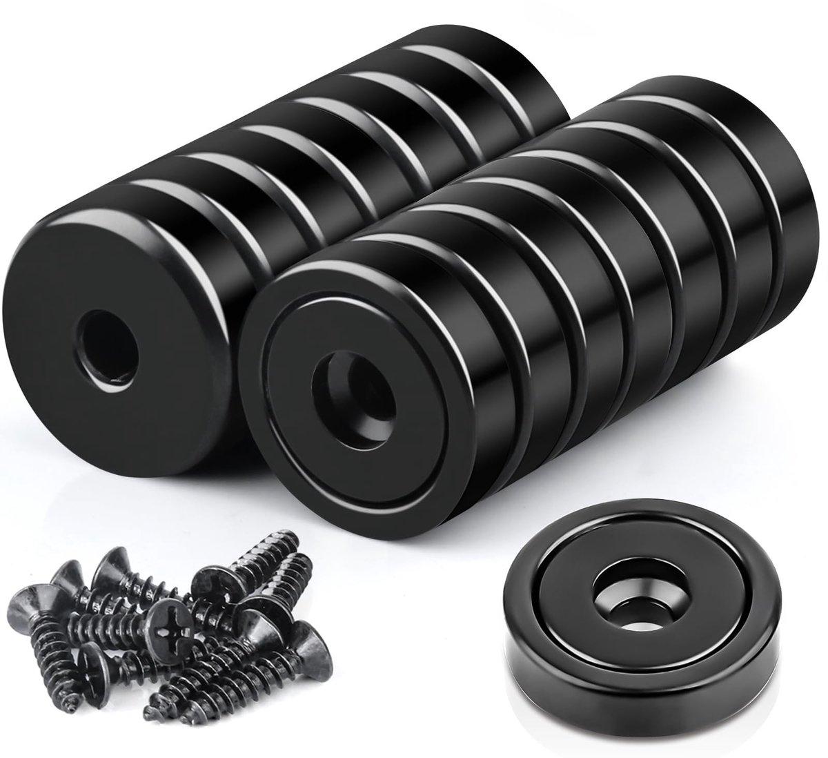 Allecto - Neodymium Magneten - Extra Sterk - 15 Stuks - 20 mm met Schroefgat - Ideaal voor Werkplaats - 10 kg Trekkracht - Voor Diverse Toepassingen