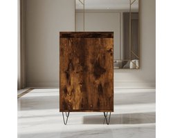 Buffet moderne Nordvale avec portes et pieds en métal – Armoire de rangement et buffet look chêne fumé – Armoire multifonctionnelle pour salon et couloir 70x35x70 cm – Mobili Bella