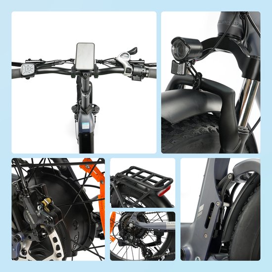 TTGO F6 Pro Opvouwbare Elektrische Fiets - 864Wh Lithium Accu - Actieradius tot 140 km - Aluminium Frame met Achtervering - 20×4.0 inch Fatbike Banden - Shimano 7 Versnellingen - Hydraulische Schijfremmen– Elektrische Stadsfiets - Grijs van TTGO — afbeelding 4