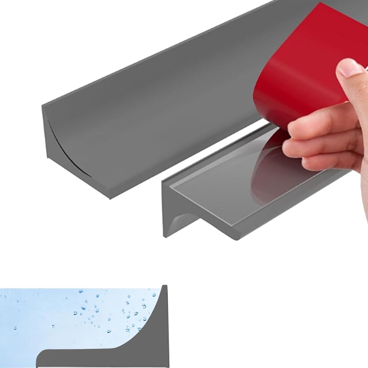 Waterstopper Douche - Zelfklevende Strip - Keuken Badkamer - Flexibel Siliconen - 2 Meter - Grijs