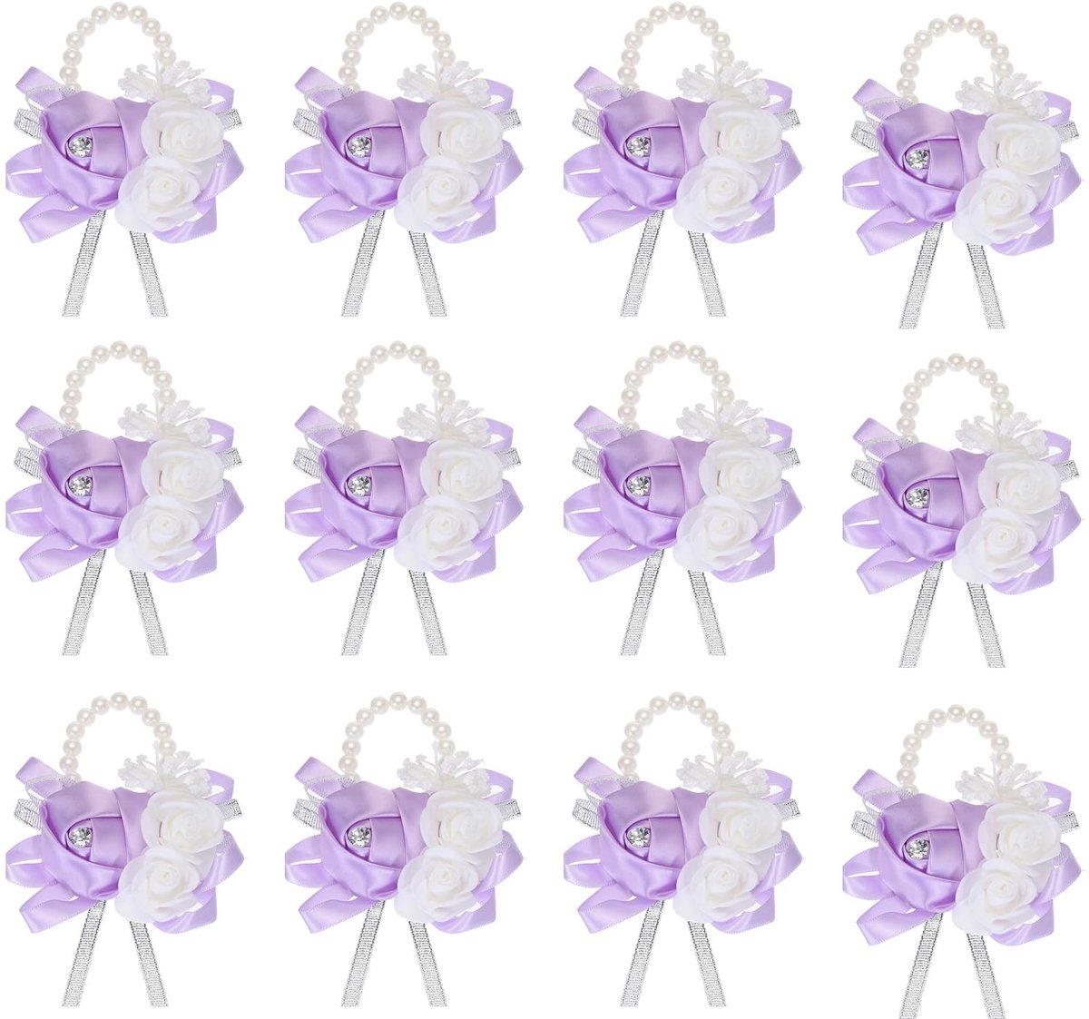 NTHProducts - Polskorset - Kunstbloemenarmbanden - Decoratief voor bruid en bruidegom - Lichtpaars - Bruiloft accessoires - Geschikt voor feestelijke g...