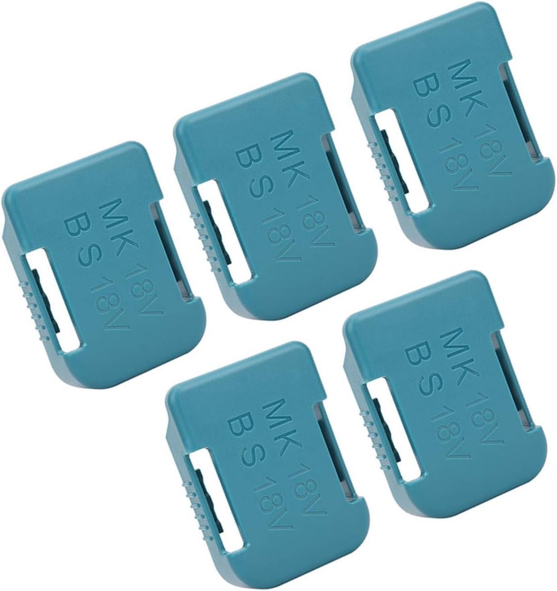 NTHProducts - Batterijhouder - Veilig en praktisch - Cyaan - Batterijopslag - Geschikt voor 18V batterijen - 5-delige set
